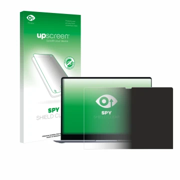 Parte frontal de un envase de producto con el logotipo de la marca upscreen. Al lado se muestra el dispositivo Samsung Galaxy 