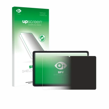 Parte frontal de un envase de producto con el logotipo de la marca upscreen. Al lado se muestra el dispositivo Acepad A170 10.