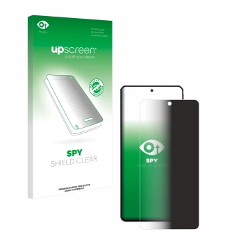 Parte frontal de un envase de producto con el logotipo de la marca upscreen. Al lado se muestra el dispositivo ZTE Nubia Z60S 
