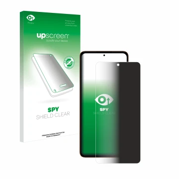 Parte frontal de un envase de producto con el logotipo de la marca upscreen. Al lado se muestra el dispositivo HMD Pulse con s