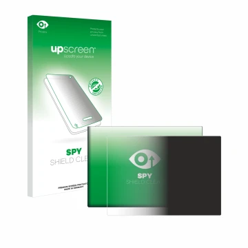 Parte frontal de un envase de producto con el logotipo de la marca upscreen. Al lado se muestra el dispositivo G-STORY 10.1