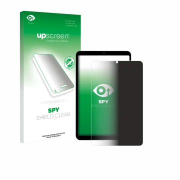Parte frontal de un envase de producto con el logotipo de la marca upscreen. Al lado se muestra el dispositivo Alldocube iPlay