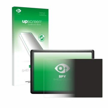 Parte frontal de un envase de producto con el logotipo de la marca upscreen. Al lado se muestra el dispositivo Wacom One S CTL