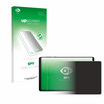 Parte frontal de un envase de producto con el logotipo de la marca upscreen. Al lado se muestra el dispositivo Lenovo Legion Y