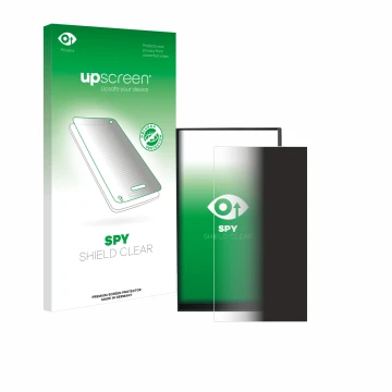 Parte frontal de un envase de producto con el logotipo de la marca upscreen. Al lado se muestra el dispositivo iBasso DX180 co