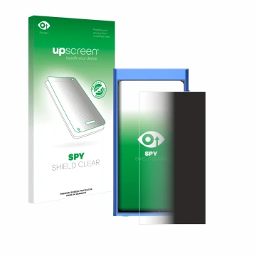 Parte frontal de un envase de producto con el logotipo de la marca upscreen. Al lado se muestra el dispositivo Hiby Digital M3