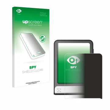 Parte frontal de un envase de producto con el logotipo de la marca upscreen. Al lado se muestra el dispositivo Ledger Flex con