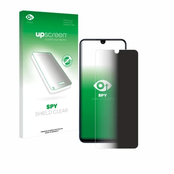 Parte frontal de un envase de producto con el logotipo de la marca upscreen. Al lado se muestra el dispositivo Xiaomi Redmi 14