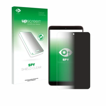 Parte frontal de un envase de producto con el logotipo de la marca upscreen. Al lado se muestra el dispositivo Nokia T10 (retr
