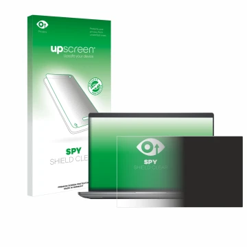 Parte frontal de un envase de producto con el logotipo de la marca upscreen. Al lado se muestra el dispositivo Dell Precision 