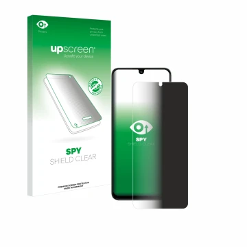 Parte frontal de un envase de producto con el logotipo de la marca upscreen. Al lado se muestra el dispositivo Xiaomi Poco C75