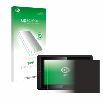 Parte frontal de un envase de producto con el logotipo de la marca upscreen. Al lado se muestra el dispositivo XP-Pen Artist 1