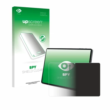 Parte frontal de un envase de producto con el logotipo de la marca upscreen. Al lado se muestra el dispositivo Terra Pad 1007 