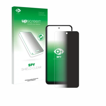 Parte frontal de un envase de producto con el logotipo de la marca upscreen. Al lado se muestra el dispositivo Hotwav Note 13 