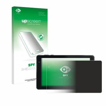 Parte frontal de un envase de producto con el logotipo de la marca upscreen. Al lado se muestra el dispositivo Lisciani Mio Ta