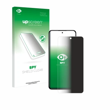 Parte frontal de un envase de producto con el logotipo de la marca upscreen. Al lado se muestra el dispositivo myPhone N23 Plu