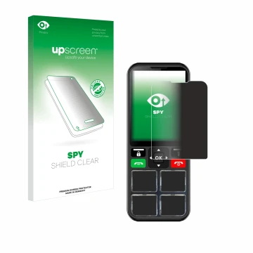 Parte frontal de un envase de producto con el logotipo de la marca upscreen. Al lado se muestra el dispositivo Geemarc CL8000 