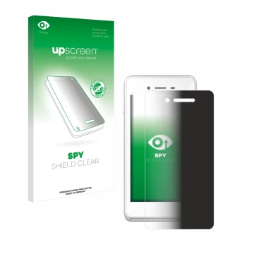 Parte frontal de un envase de producto con el logotipo de la marca upscreen. Al lado se muestra el dispositivo Pax A50 wallee 