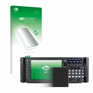 Parte frontal de un envase de producto con el logotipo de la marca upscreen. Al lado se muestra el dispositivo Behringer Wing 