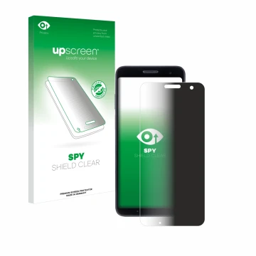 Parte frontal de un envase de producto con el logotipo de la marca upscreen. Al lado se muestra el dispositivo Honeywell CT37 