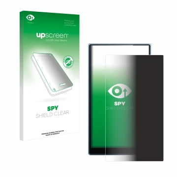 Parte frontal de un envase de producto con el logotipo de la marca upscreen. Al lado se muestra el dispositivo FiiO JM21 con s
