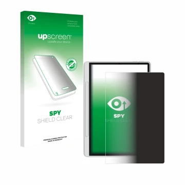 Parte frontal de un envase de producto con el logotipo de la marca upscreen. Al lado se muestra el dispositivo XP-Pen Magic No