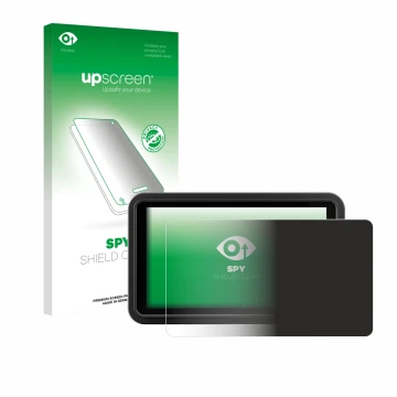 Parte frontal de un envase de producto con el logotipo de la marca upscreen. Al lado se muestra el dispositivo Atomos Shinobi 