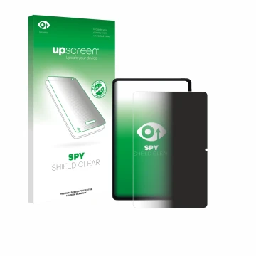 Parte frontal de un envase de producto con el logotipo de la marca upscreen. Al lado se muestra el dispositivo Xiaomi POCO Pad