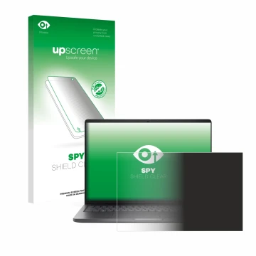 Parte frontal de un envase de producto con el logotipo de la marca upscreen. Al lado se muestra el dispositivo Dell Pro 16 PC1