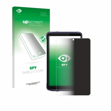Parte frontal de un envase de producto con el logotipo de la marca upscreen. Al lado se muestra el dispositivo CHCNAV LT800 co
