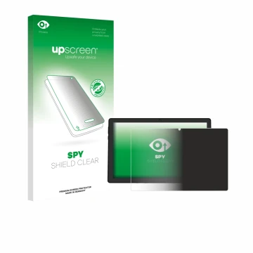 Parte frontal de un envase de producto con el logotipo de la marca upscreen. Al lado se muestra el dispositivo Whitedeer A10PR