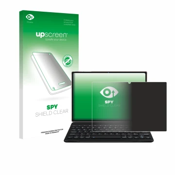 Parte frontal de un envase de producto con el logotipo de la marca upscreen. Al lado se muestra el dispositivo DEERTiME E6 10.