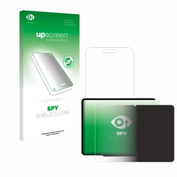 Parte frontal de un envase de producto con el logotipo de la marca upscreen. Al lado se muestra el dispositivo OnePlus Pad 3 c