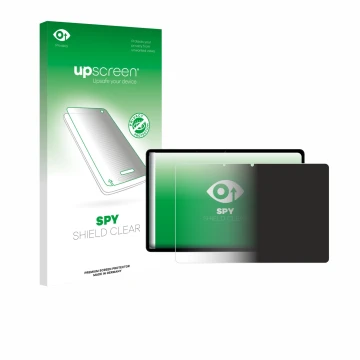 Parte frontal de un envase de producto con el logotipo de la marca upscreen. Al lado se muestra el dispositivo Oppo Pad SE con