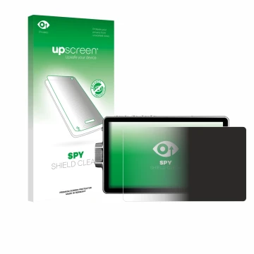Parte frontal de un envase de producto con el logotipo de la marca upscreen. Al lado se muestra el dispositivo Viltrox DC-A1 2