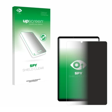 Parte frontal de un envase de producto con el logotipo de la marca upscreen. Al lado se muestra el dispositivo Lenovo Legion Y