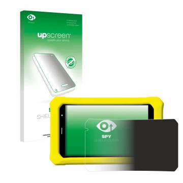 Parte frontal de un envase de producto con el logotipo de la marca upscreen. Al lado se muestra el dispositivo Clementoni Clem