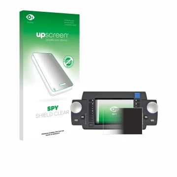Parte frontal de un envase de producto con el logotipo de la marca upscreen. Al lado se muestra el dispositivo ESU Ecos 50220 