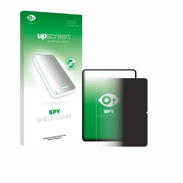 Parte frontal de un envase de producto con el logotipo de la marca upscreen. Al lado se muestra el dispositivo Teclast Artpad 