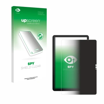 Parte frontal de un envase de producto con el logotipo de la marca upscreen. Al lado se muestra el dispositivo Telekom T Table