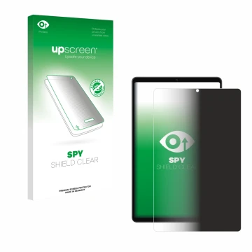 Parte frontal de un envase de producto con el logotipo de la marca upscreen. Al lado se muestra el dispositivo Alldocube iPlay