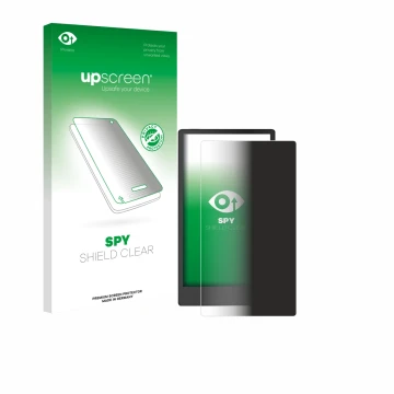 Parte frontal de un envase de producto con el logotipo de la marca upscreen. Al lado se muestra el dispositivo reMarkable Pape