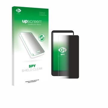 Parte frontal de un envase de producto con el logotipo de la marca upscreen. Al lado se muestra el dispositivo Xiaomi Moaan In