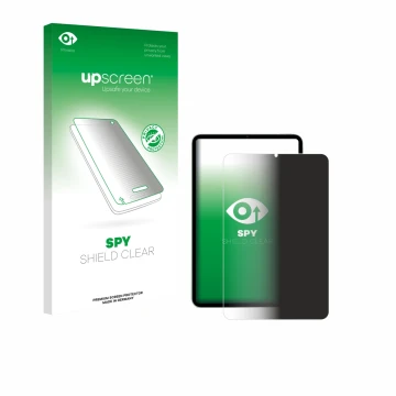 Parte frontal de un envase de producto con el logotipo de la marca upscreen. Al lado se muestra el dispositivo Xiaomi Pad Mini