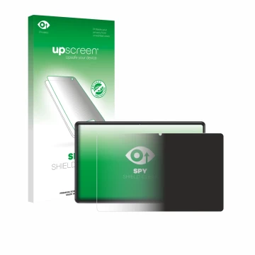 Parte frontal de un envase de producto con el logotipo de la marca upscreen. Al lado se muestra el dispositivo ZIOVO Z118 10.1