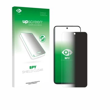 Parte frontal de un envase de producto con el logotipo de la marca upscreen. Al lado se muestra el dispositivo TCL NXTPAPER 60