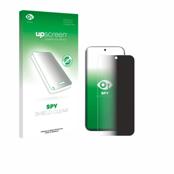 Parte frontal de un envase de producto con el logotipo de la marca upscreen. Al lado se muestra el dispositivo Xiaomi 17 Pro M