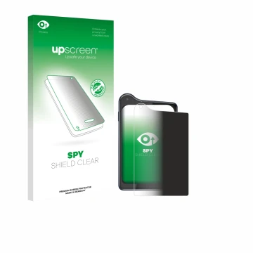 Parte frontal de un envase de producto con el logotipo de la marca upscreen. Al lado se muestra el dispositivo Xiaomi Qin K25 