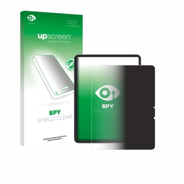 Parte frontal de un envase de producto con el logotipo de la marca upscreen. Al lado se muestra el dispositivo Blackview Link 