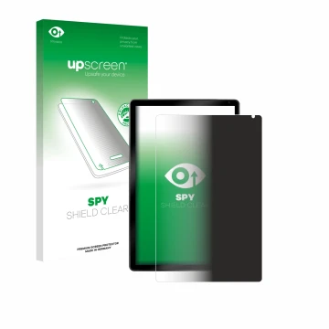 Parte frontal de un envase de producto con el logotipo de la marca upscreen. Al lado se muestra el dispositivo Yicty C108 10.1
